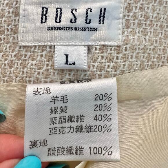 Bosch White Beige Cream Gold Button Luxury Regal Tweed Skirt Suit size 6 / L - Picture 8 of 13